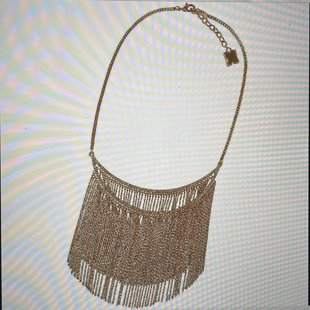BCBGMAXAZRIA gold drop fringe necklace NWT